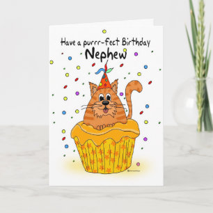 nueva tarjeta de cumpleaños con ginger cupcake cat