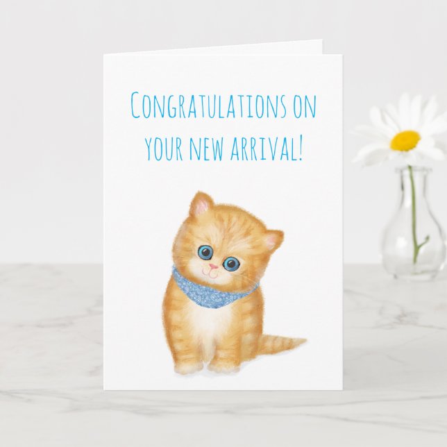 Nueva tarjeta de felicitaciones de ginger kitten (Planta pequeña)
