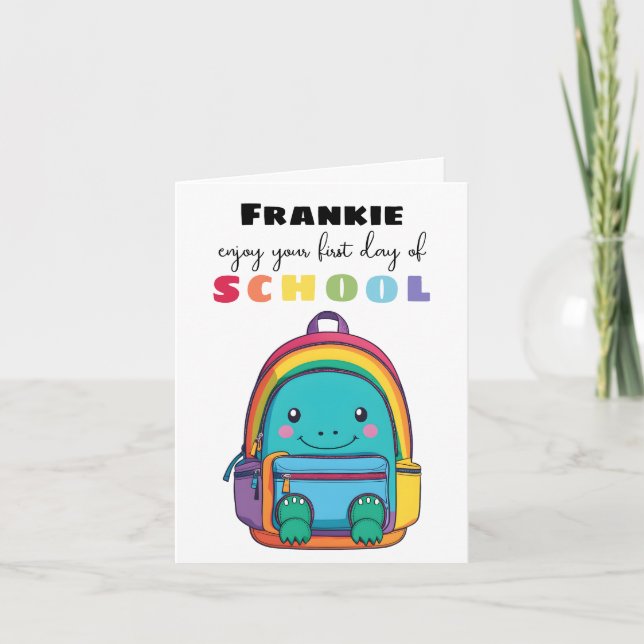 Nueva tarjeta de inicio escolar para cocodrilo hij (Anverso)