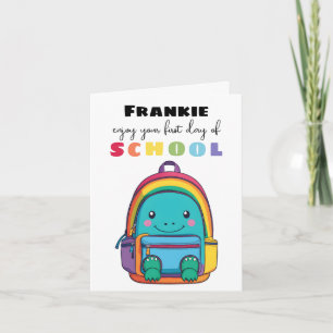 Nueva tarjeta de inicio escolar para cocodrilo hij