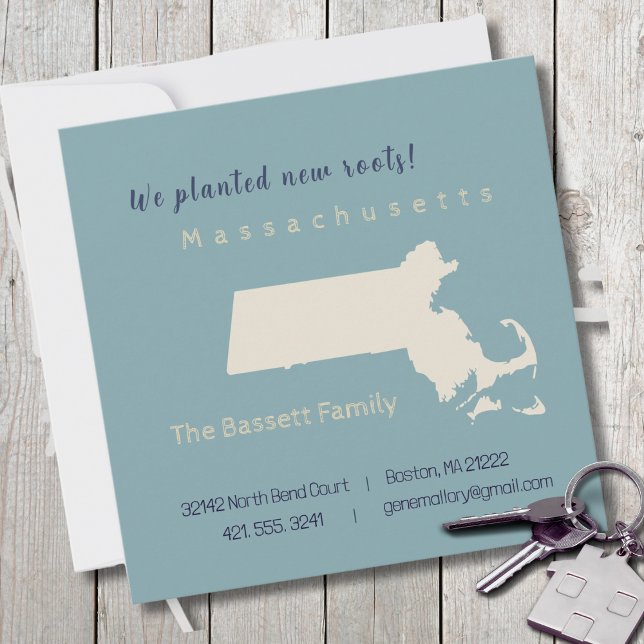 Nueva tarjeta de Invitación móvil de Massachusetts (Moving to Massachusetts? Send your friends and family a beautiful personalized announcement!)