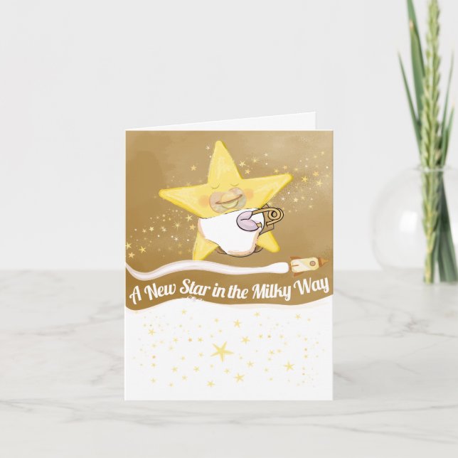 Nueva tarjeta de Invitación plana para bebé de est (Anverso)