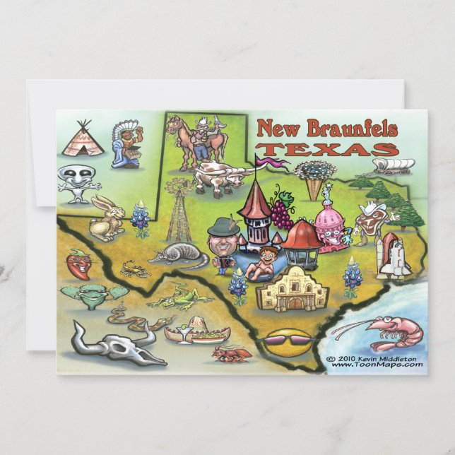 Nueva tarjeta de mapa de Braunfels TEXAS (Anverso)