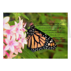 Nueva tarjeta de mariposa cristiana de creación
