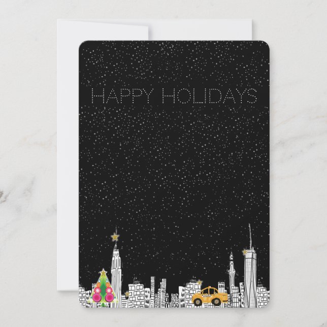 Nueva tarjeta de Navidades de vacaciones de dibujo (Anverso)