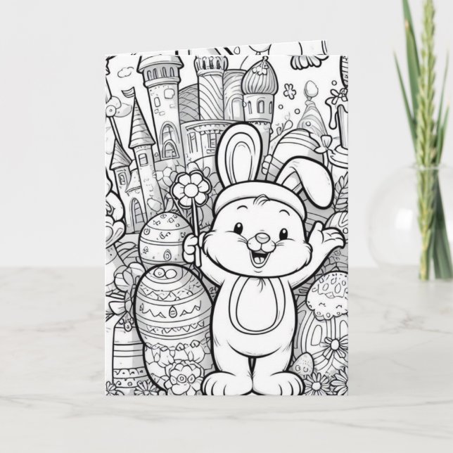 Nueva tarjeta de Pascua feliz para colorear (Anverso)