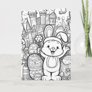 Nueva tarjeta de Pascua feliz para colorear