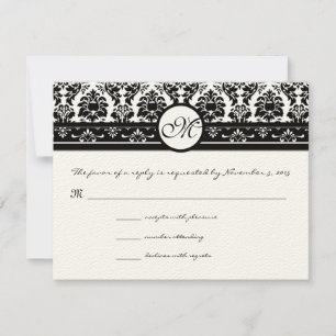 Nueva tarjeta de respuesta de Boda de Swirl Damask