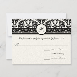 Nueva tarjeta de respuesta de Boda de Swirl Damask