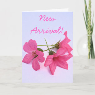 Nueva tarjeta de saludo floral rosa para bebé reci