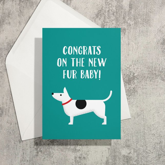 Nueva tarjeta de saludo Furbaby Dog Congrats (Jack Russel terrier puppy congrats on the new puppy and a lifetime of collecting poop in tiny bags)