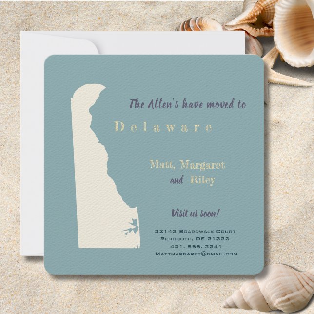 Nueva tarjeta postal de Invitación móvil de Delawa (Moving to Delaware? Send your friends and family a beautiful personalized announcement!)