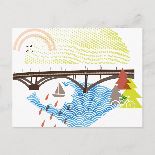 Nueva tarjeta postal de Portland del puente Sellwo (Anverso)