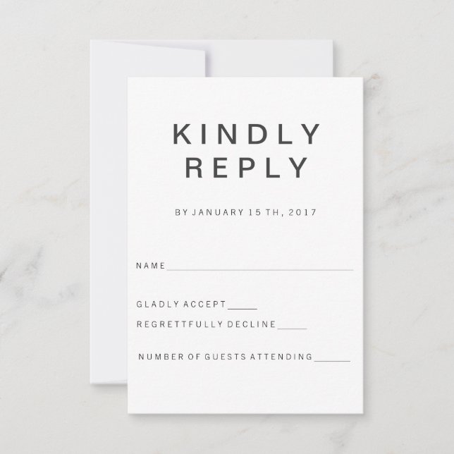 Nueva tarjeta RSVP Minimalista de Gótico (Anverso)