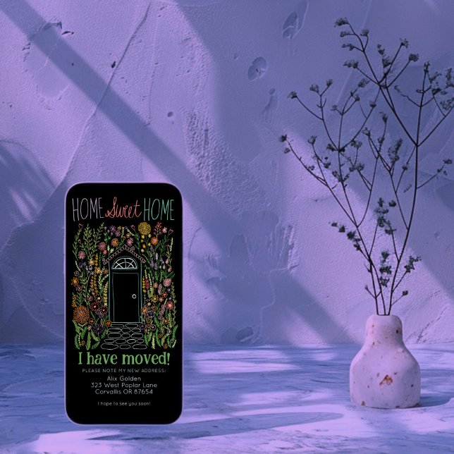 Nueva tarjeta sin árbol de la puerta del jardín de (New Home Address Cute Garden Door Tree-Free Card
Moving Announcement Digital Download)