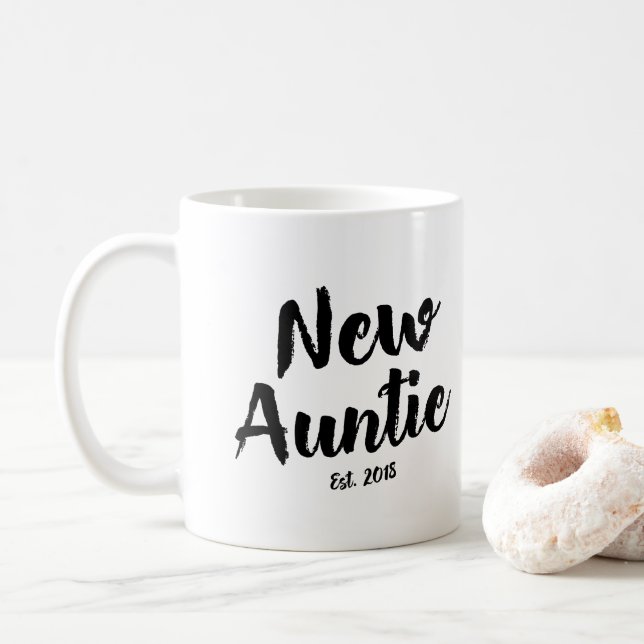 Nueva tía Est. 2018, taza de café futura de tía (Con donut)