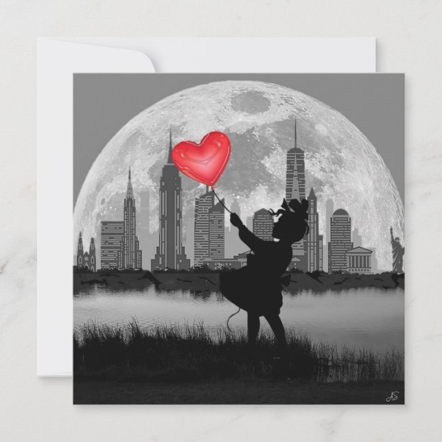 NUEVA YORK Chica de Luna Llena con tarjeta de arte (Anverso)