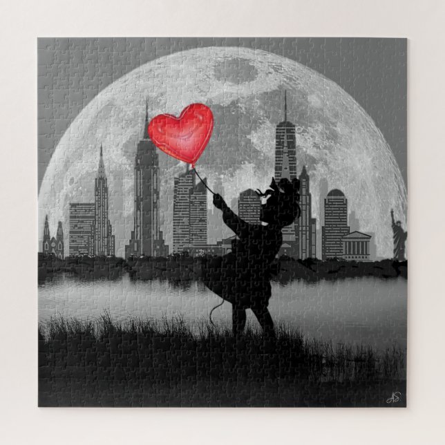 NUEVA YORK Chica Luna Lleno de rompecabezas de glo (Vertical)