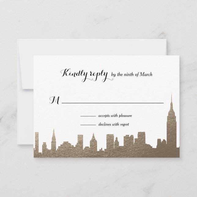 Nueva York City Faux Gold Rsvp Card (Anverso)