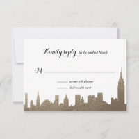 Nueva York City Faux Gold Rsvp Card