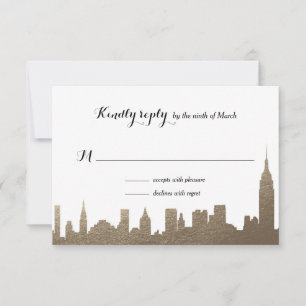 Nueva York City Faux Gold Rsvp Card