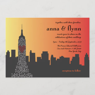 Nueva York en invitación a la boda nocturna