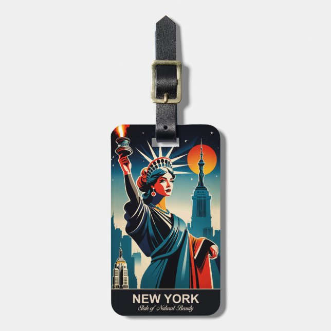 Nueva York: Etiqueta de equipaje de estado de bell (Frente Vertical)