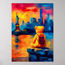 Nueva York Impresión de puesta de sol de Liberty T