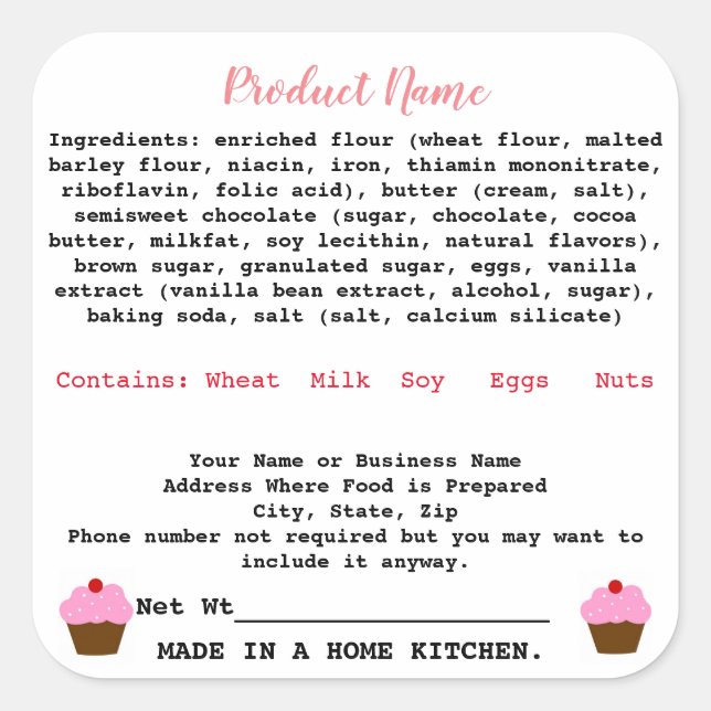 Nueva York Ley de alimentos artesanales Etiqueta p (Anverso)