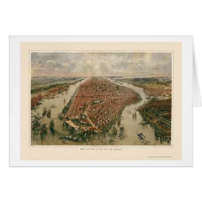 Nueva York, mapa panorámico de NY - 1865 (Anverso (Horizontal))