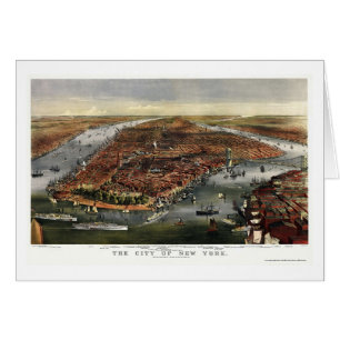 Nueva York, mapa panorámico de NY - 1870