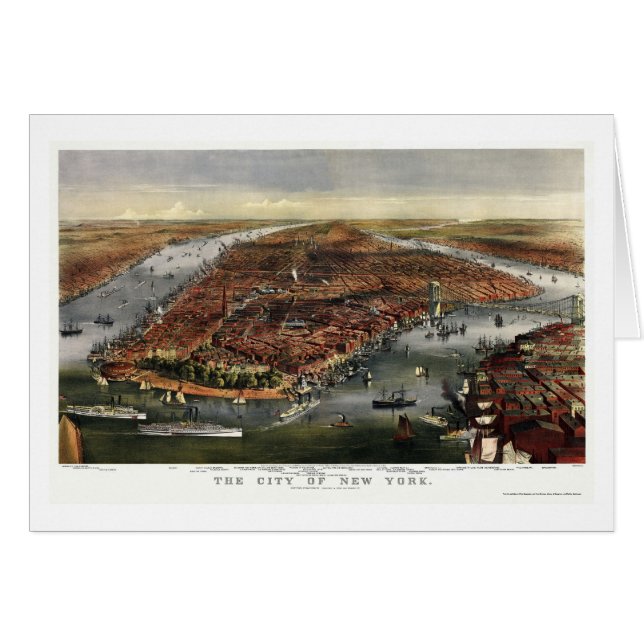Nueva York, mapa panorámico de NY - 1870 (Anverso (Horizontal))