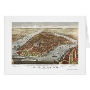 Nueva York, mapa panorámico de NY - 1876