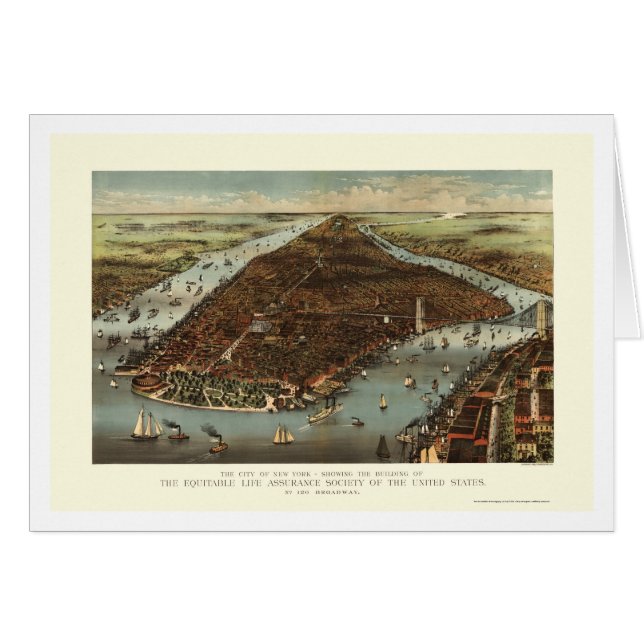 Nueva York, mapa panorámico de NY - 1883 (Anverso (Horizontal))