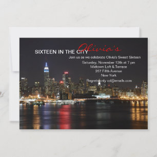 Nueva York Silueta Nocturna Invitación