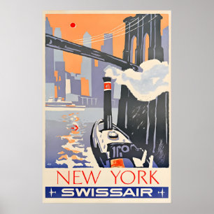 Nueva York - Swissair - Póster de viaje