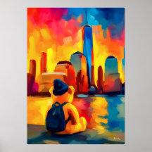 Nueva York Teddy Fauvista Impresión de la puesta d