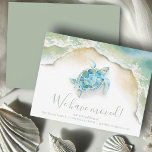 Nuevas tarjetas de direcciones tropicales<br><div class="desc">Nuevas tarjetas de dirección tropical. Anuncie su nuevo hogar dulce hogar con mis tarjetas de invitación móviles tropicales, mostrando "We Have Moved" en un estilo de escritura a la moda que evoca el aspecto de las letras a mano. Esta elegante carta muestra mi original tortuga acuática y vegetación tropical de...</div>