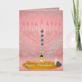 Nuevas tarjetas de Menorah Happy Hanukkah Pink Ton