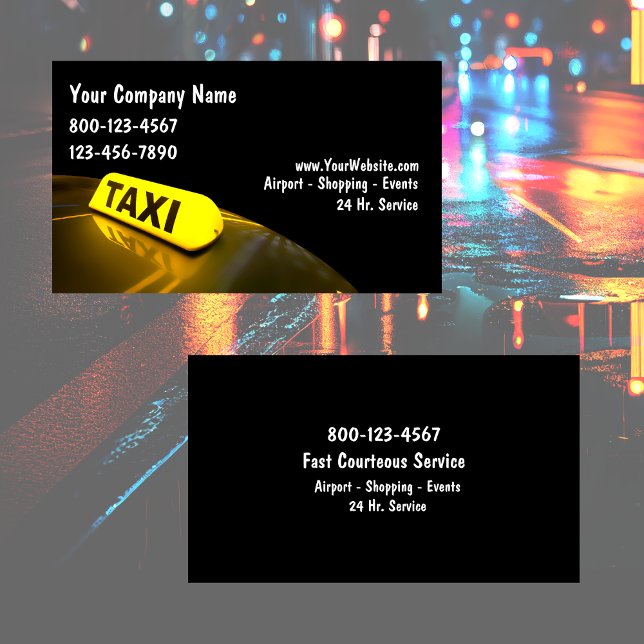 Nuevas tarjetas de negocios de taxi (Classy Taxi Business Cards)