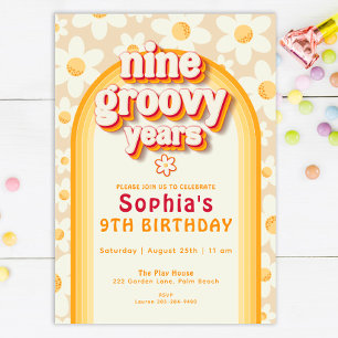 Nueve años de Groovy Novena Invitación de cumpleañ