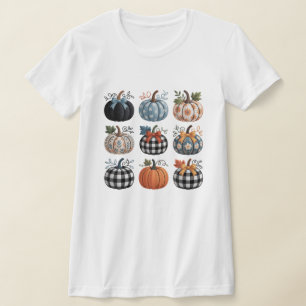 Nueve calabazas decorativas camiseta de bordado
