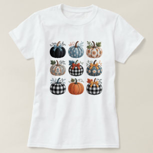 Nueve calabazas decorativas camiseta de bordado