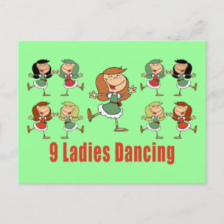 Nueve damas bailando postales