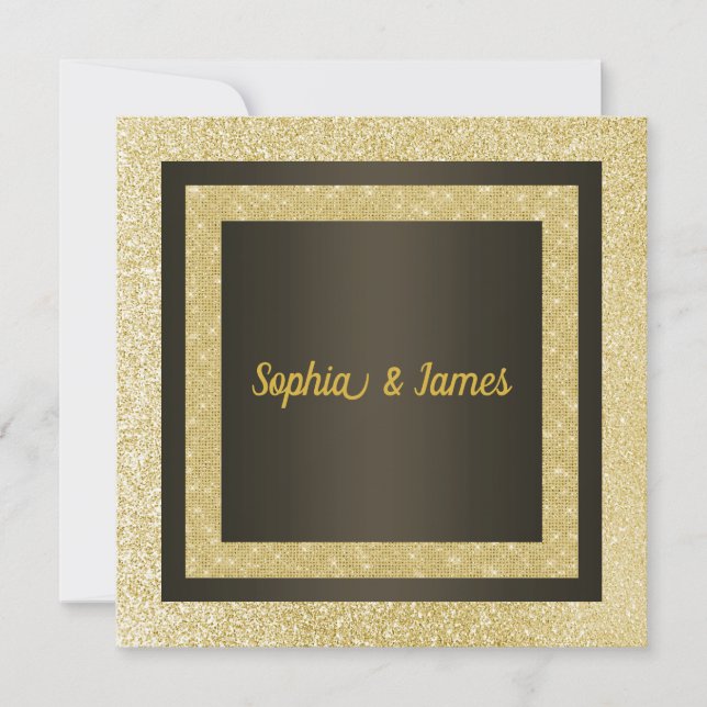 Nuevo elegante Esparkle invitación a la boda oro n (Anverso)