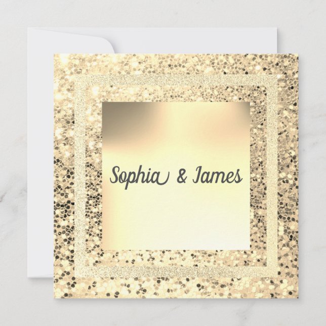 Nuevo elegante Sparkle invitación a la boda sepia  (Anverso)