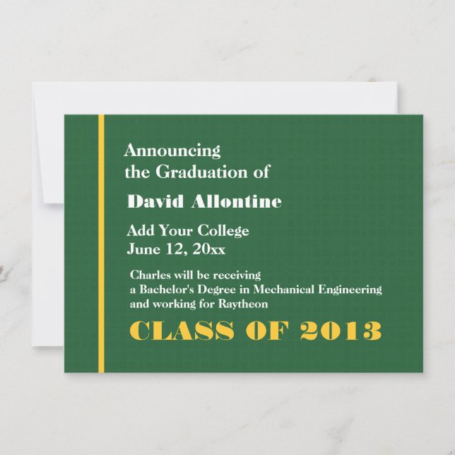 Nuevo grado de oro verde Invitación de cualquier a (Anverso)