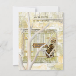 Nuevo hogar en la tarjeta de nota plana de país