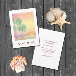 Nuevo hogar Invitación de mudanza de playa tropica