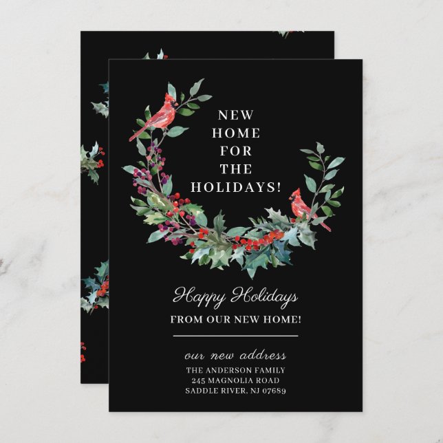 Nuevo Hogar para las Fiestas Anuncio de Mudanza (Anverso / Reverso)